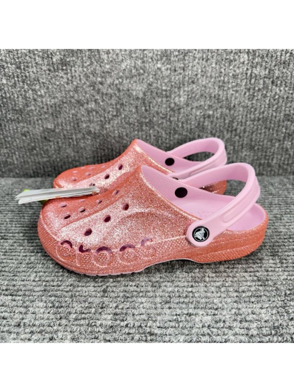 Crocs Baya Glitter Clogs Womens 8 Ballerina Pink Sparkle Shoes Slip On NEW - Picture 2 of 8
